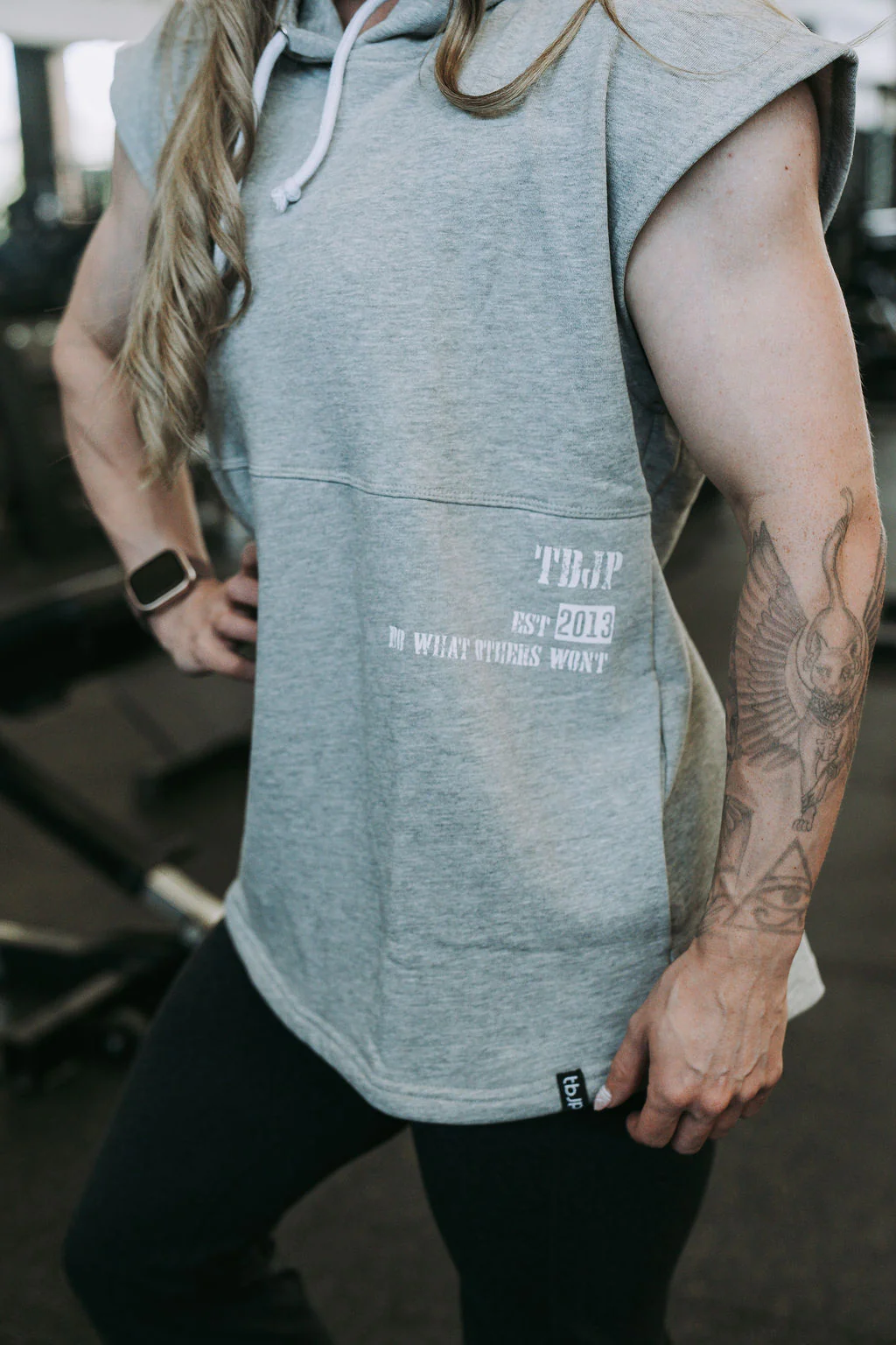 Do What Other Wont Sleeveless Hoodie in Grey - Image 2