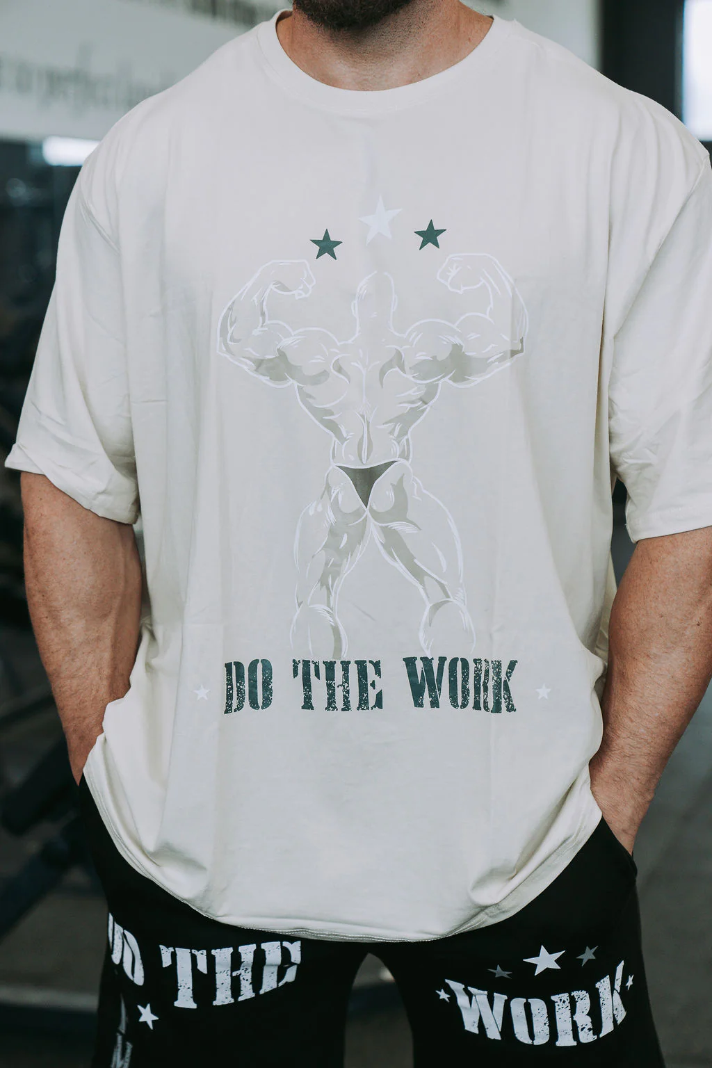 Double Bicep Tee in Cream - Image 6
