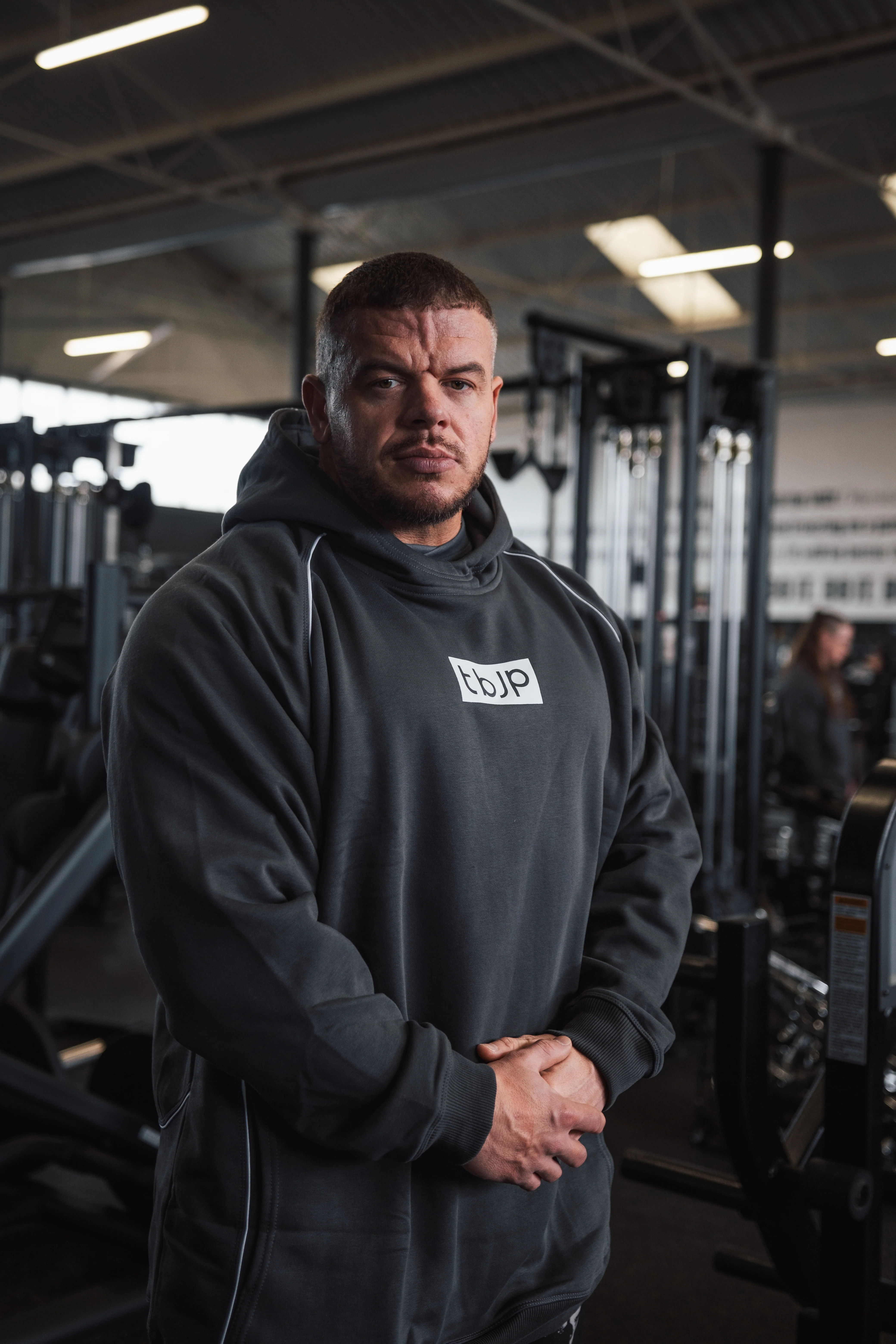 Grey Hoodie with White Piping - Image 7