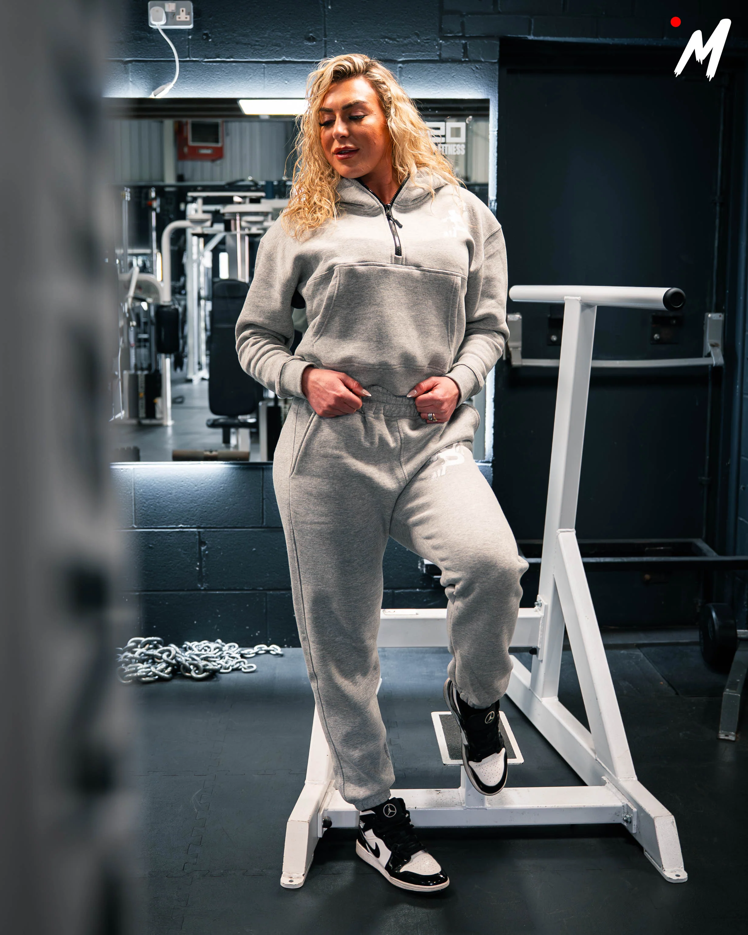 Ladies Cropped Hoodie in Grey - Image 5