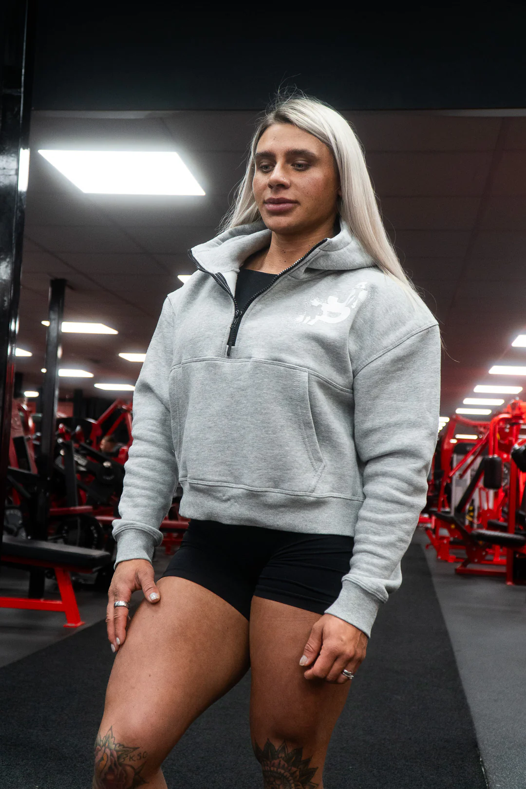 Ladies Cropped Hoodie in Grey - Image 6
