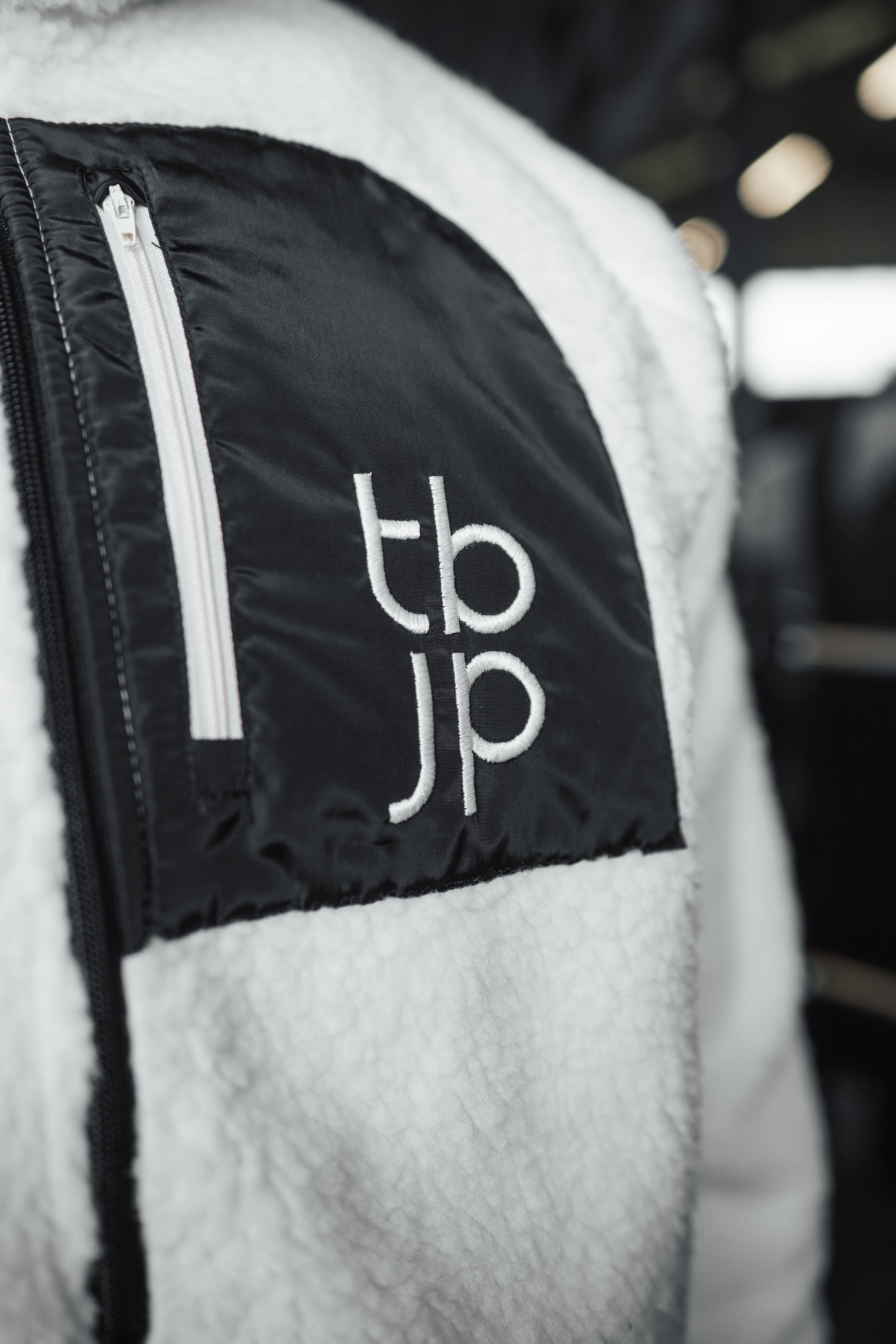 Sherpa Fleece in Cream with Patch Detail - Image 2