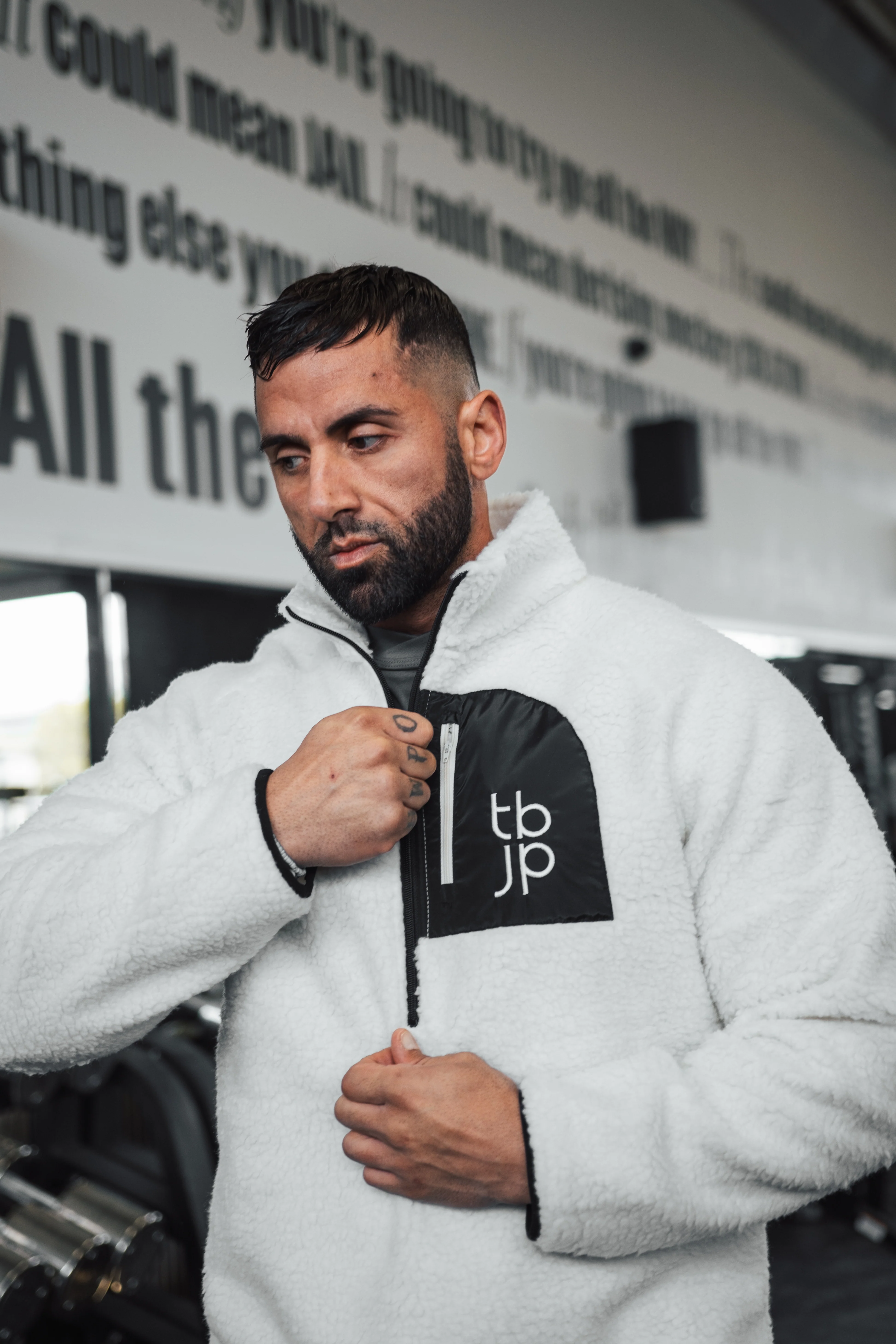 Sherpa Fleece in Cream with Patch Detail - Image 3