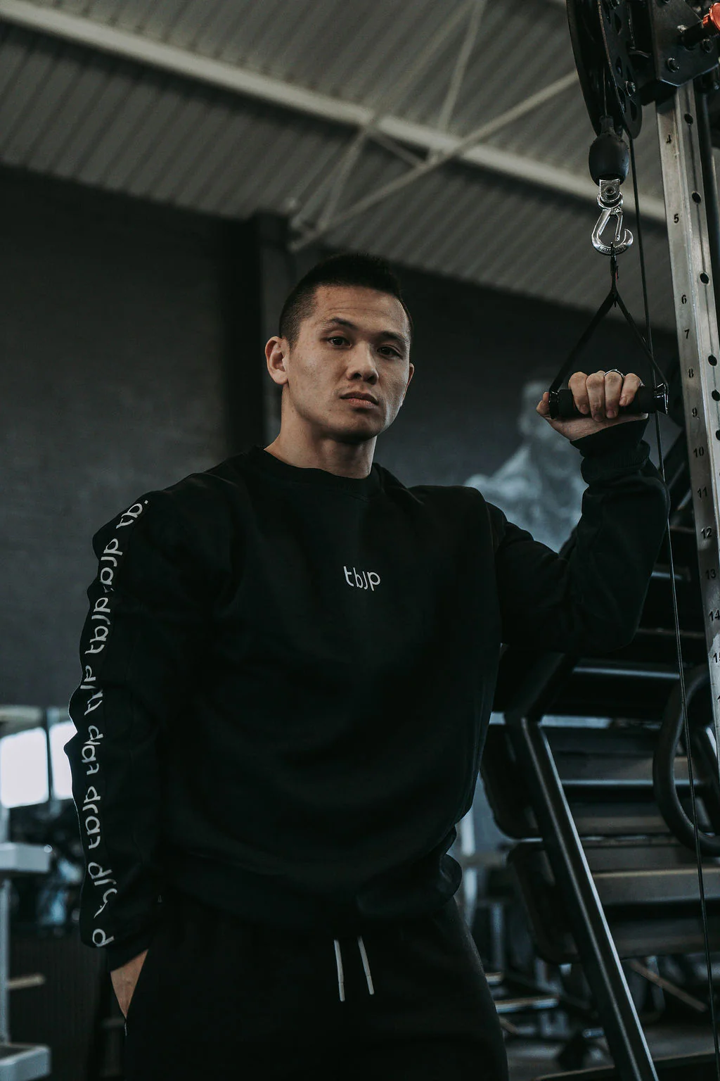 Side Stripe Logo Sweater in Black