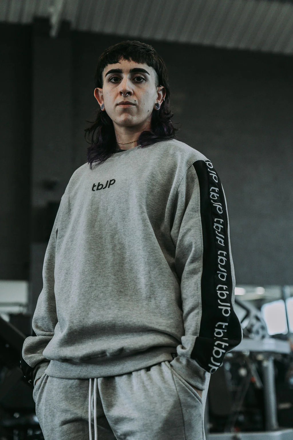 Side Stripe Logo Sweater in Grey - Image 2